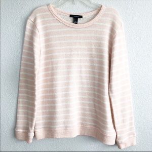 Forever 21 Striped Peach & White Sweater Small
